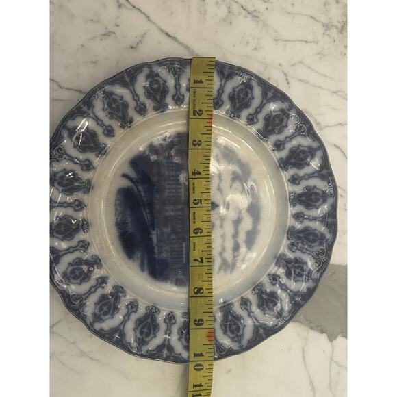 RARE Flow Blue Congressional Library England Washington DC Souvenir Plate BBVF - Picture 5 of 8